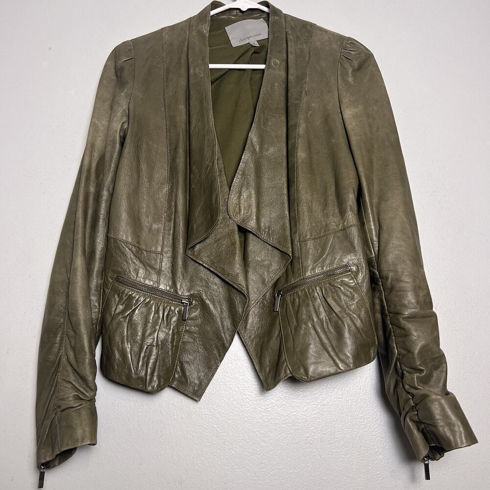 Classiques Entier Women's 100% Leather Jacket Green Sz XS Soft Lightweight